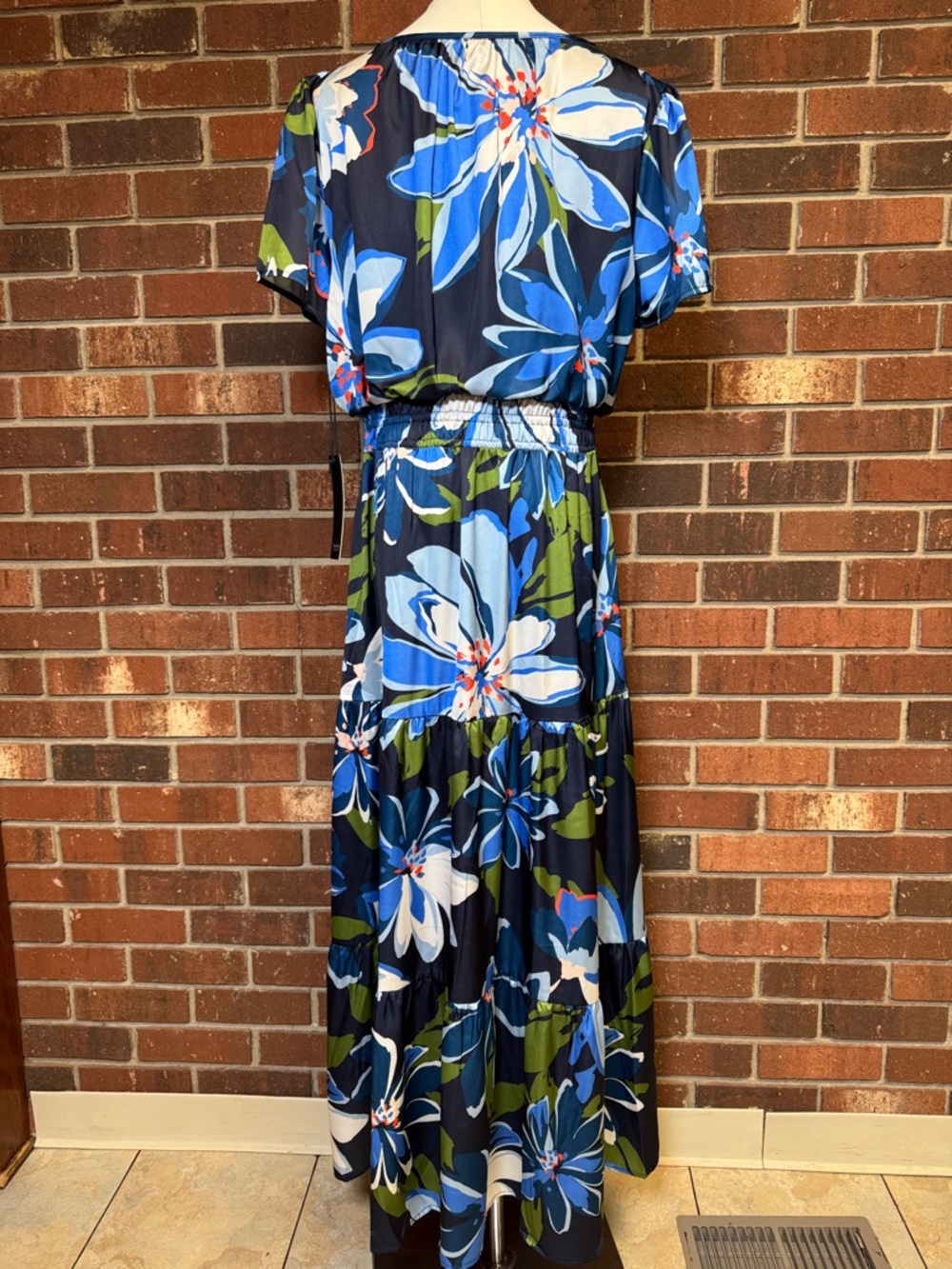 Nicole Miller New York Blue Floral Maxi Dress Size XL - Picture 3 of 11